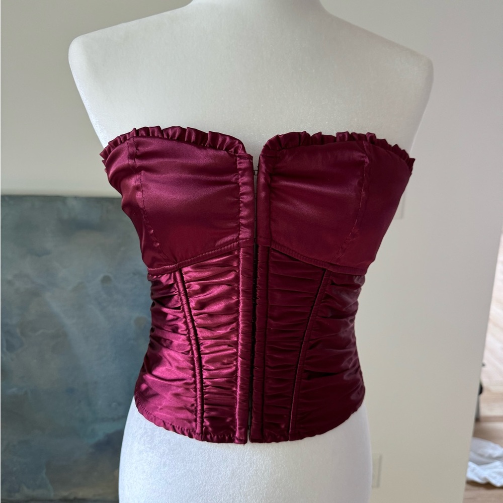 superdown Burgundy Strapless Top